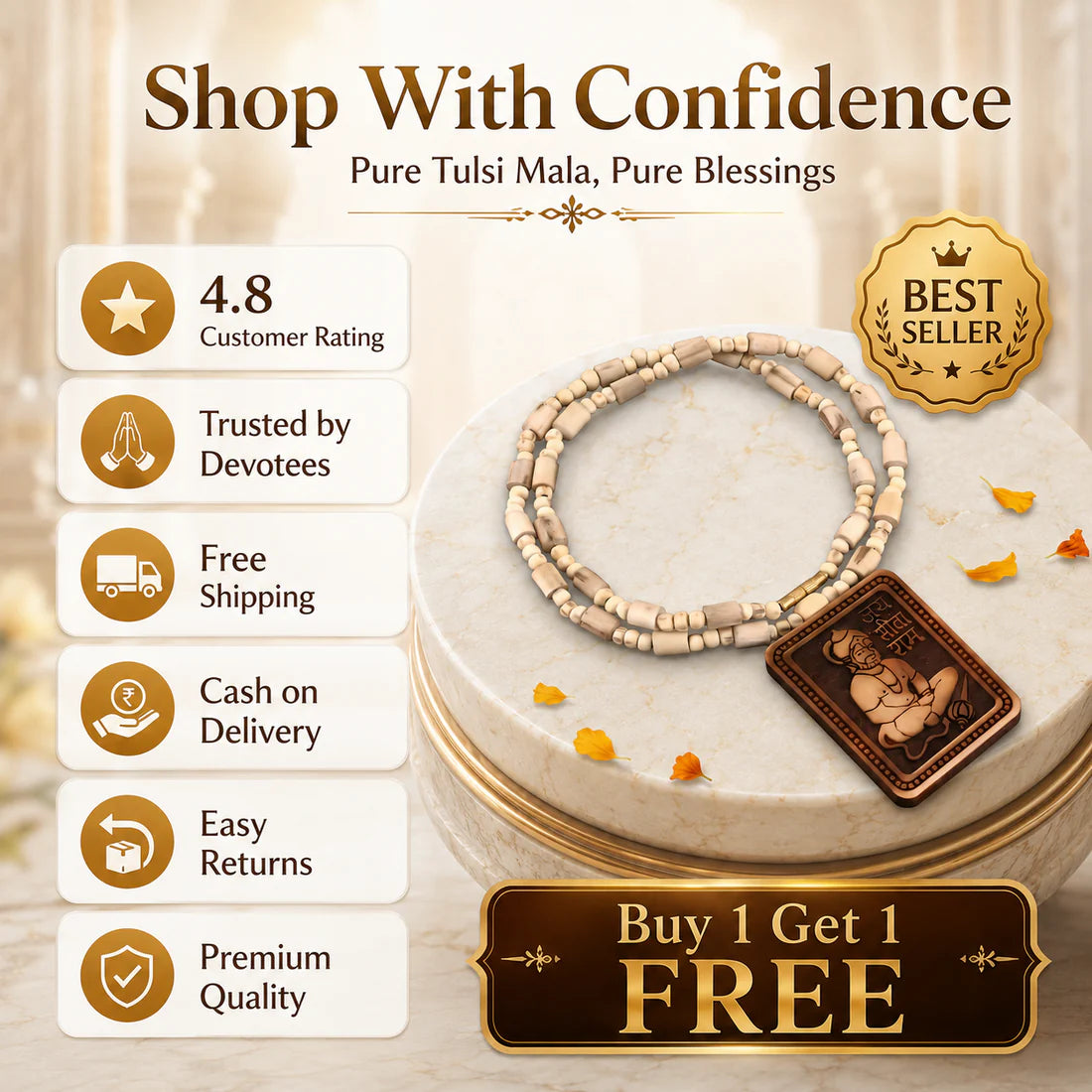 100% Original Bageshwar Dham Tulsi Mala | 🔥 BUY 1 GET 1 FREE 🔥